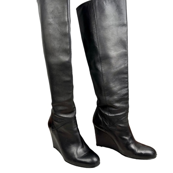 Stuart Weitzman Shoes - Stuart Weitzman Leather Knee Height Wedge Boots